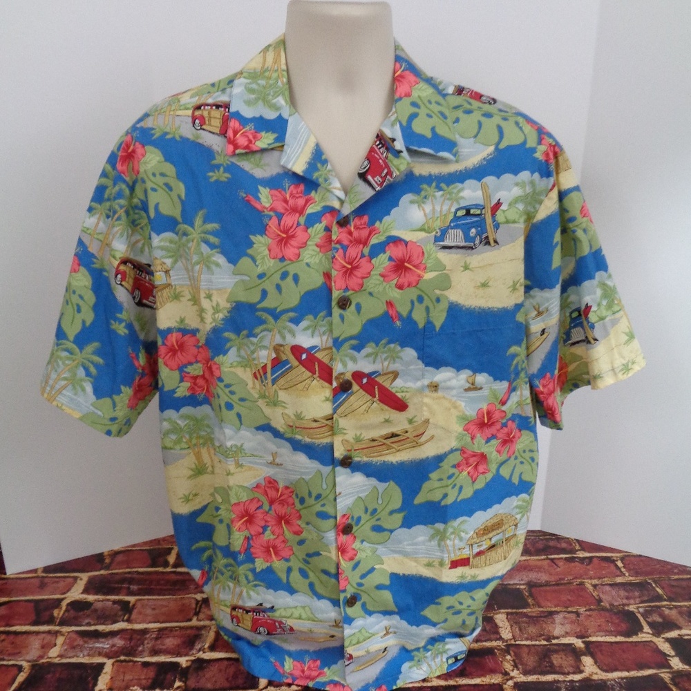 Hilo Hattie Hawaiian Men's Floral Shirt Large